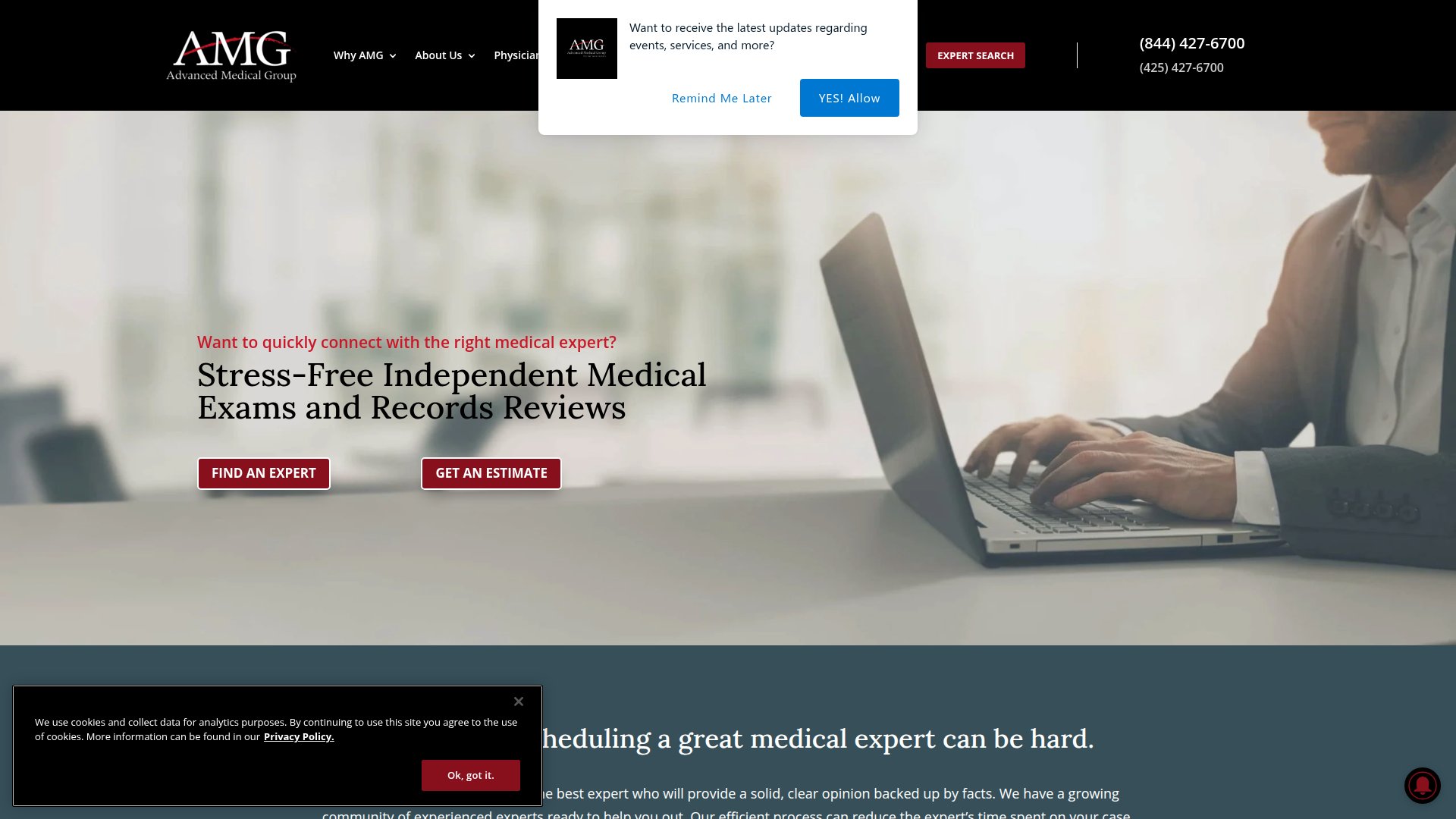 Advanced MGI website screenshot