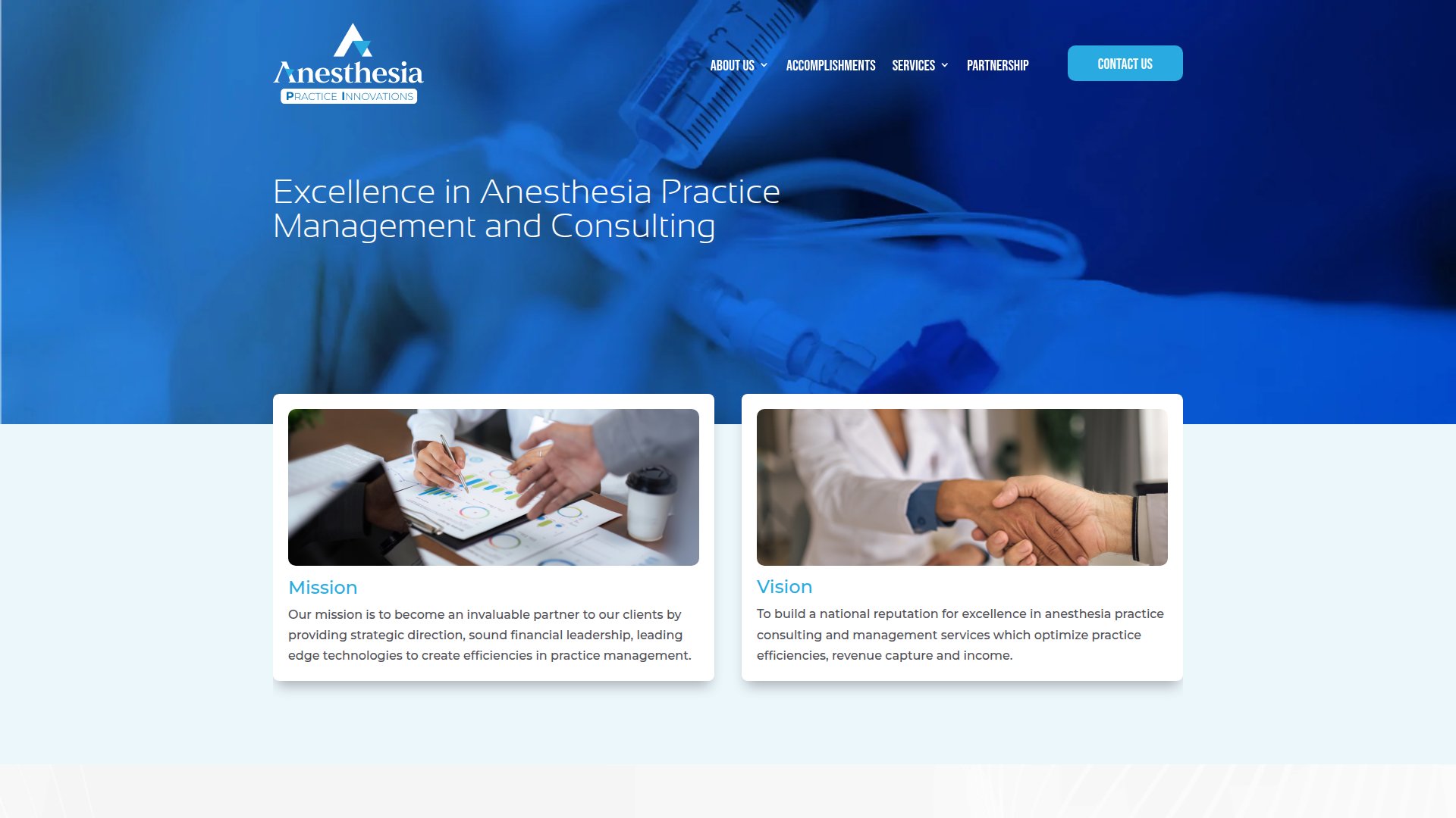 Anesthesia Practice Innovations website screenshot