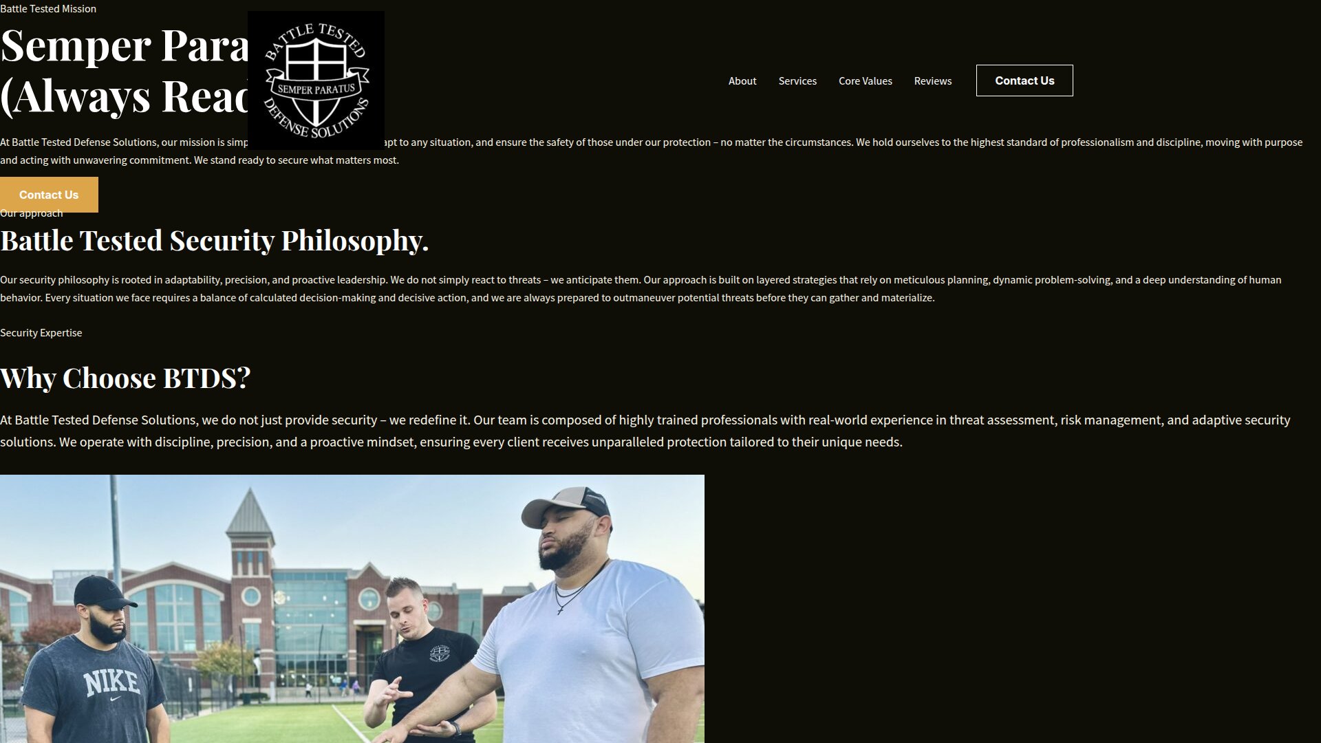 Battle Tested Defense website screenshot