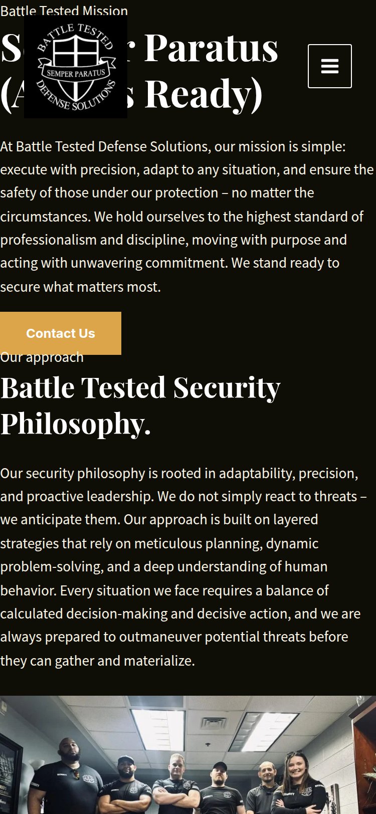 Battle Tested Defense Mobile View