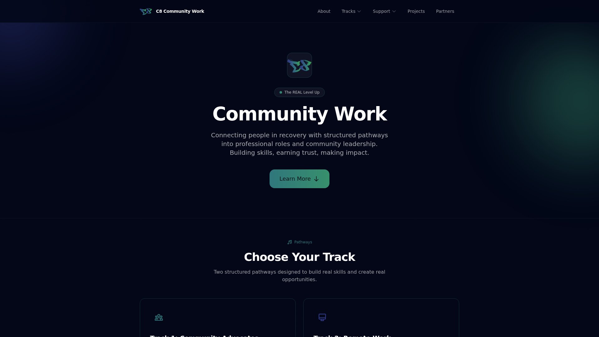 C8 Community Work website screenshot