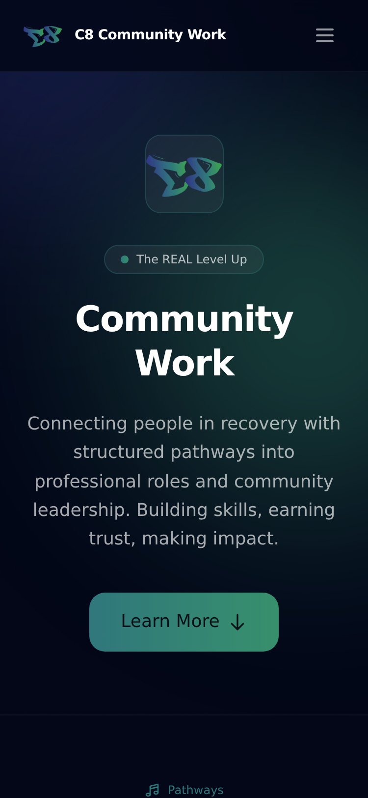 C8 Community Work Mobile View