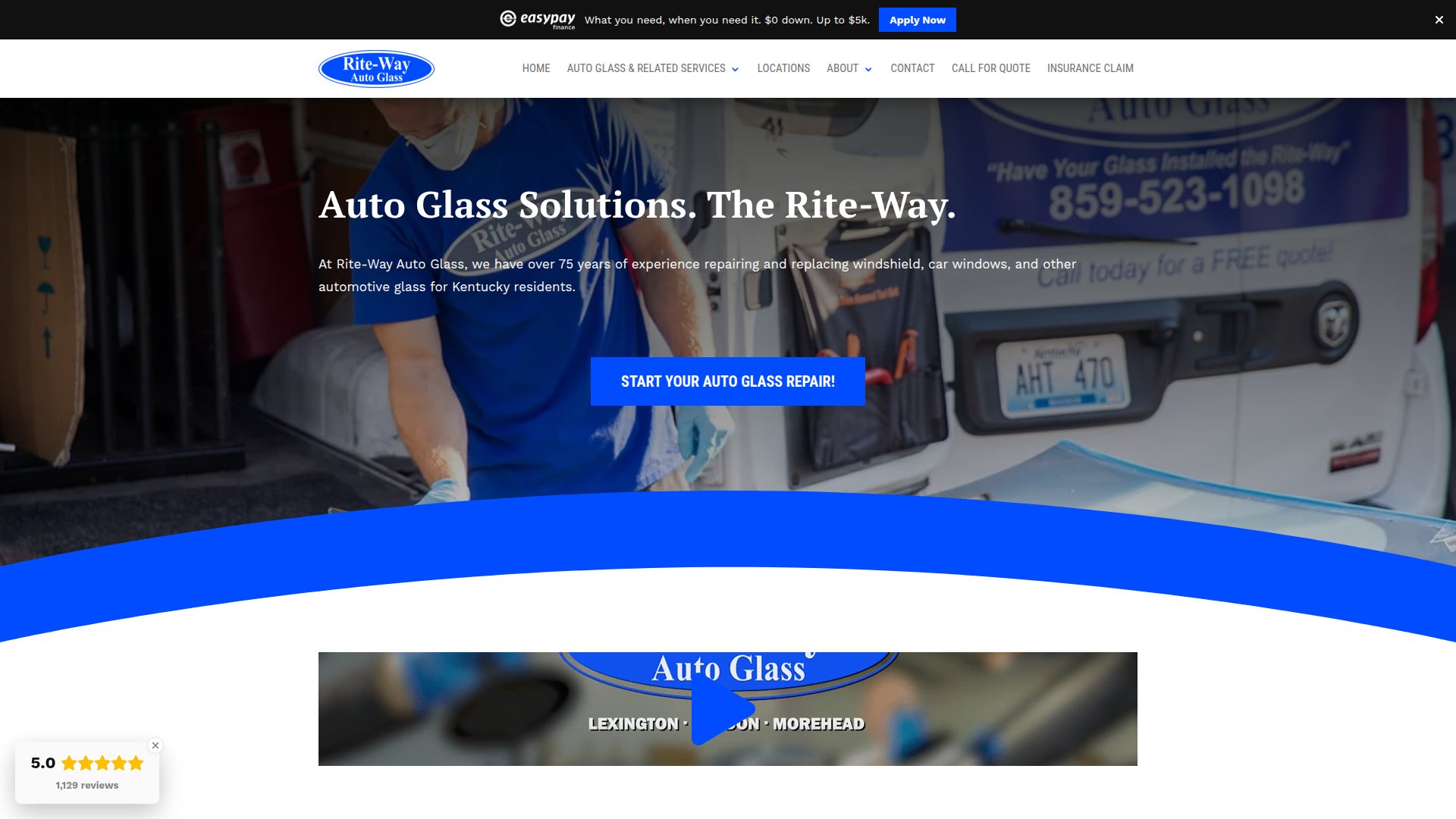 Rite-Way Auto Glass website screenshot