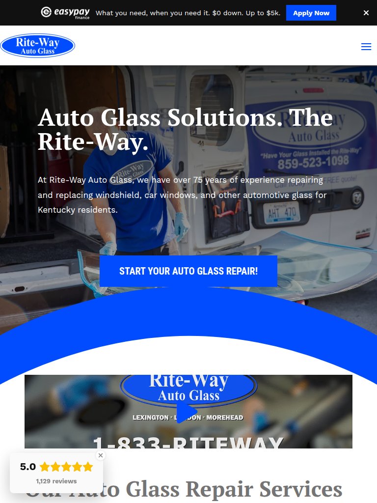 Rite-Way Auto Glass Tablet View