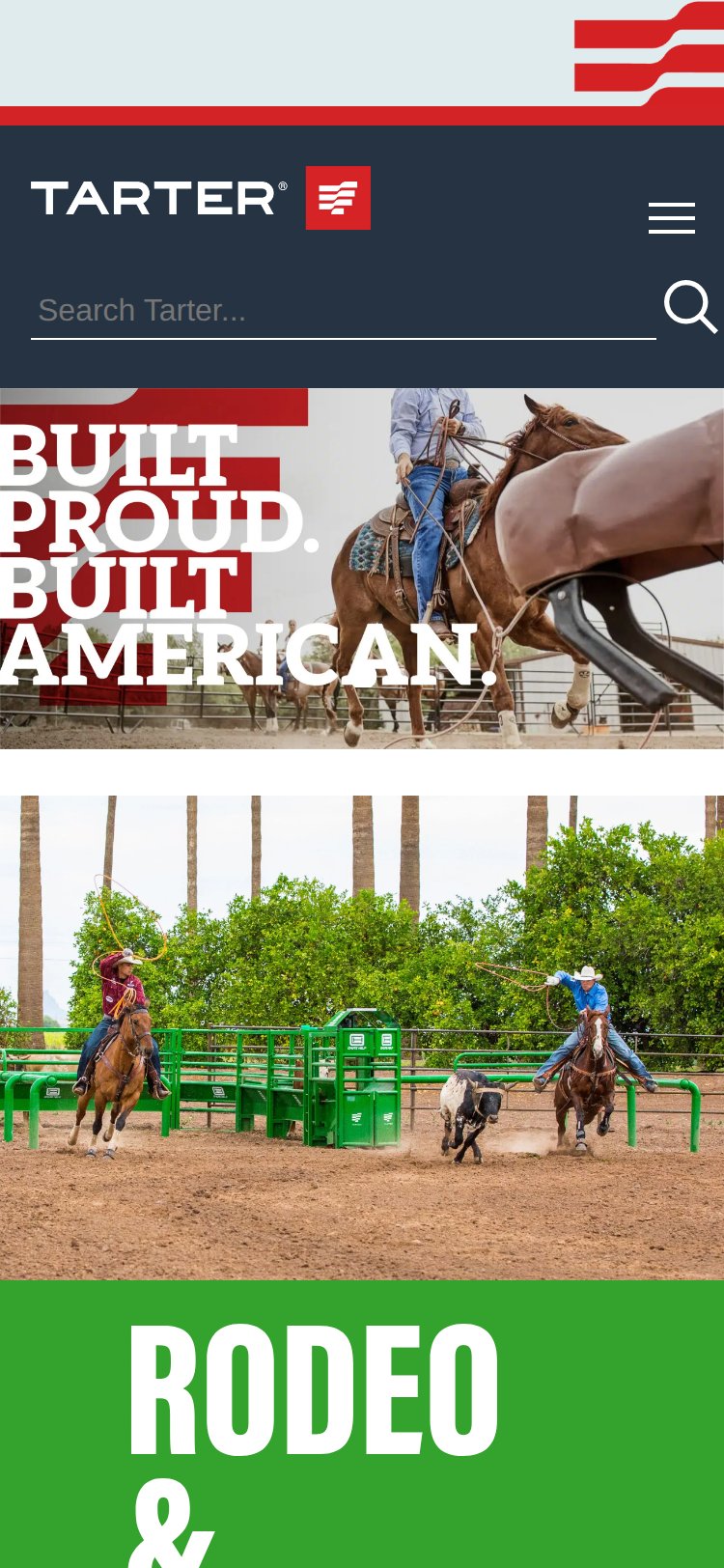 Tarter Farm & Ranch Website on Mobile