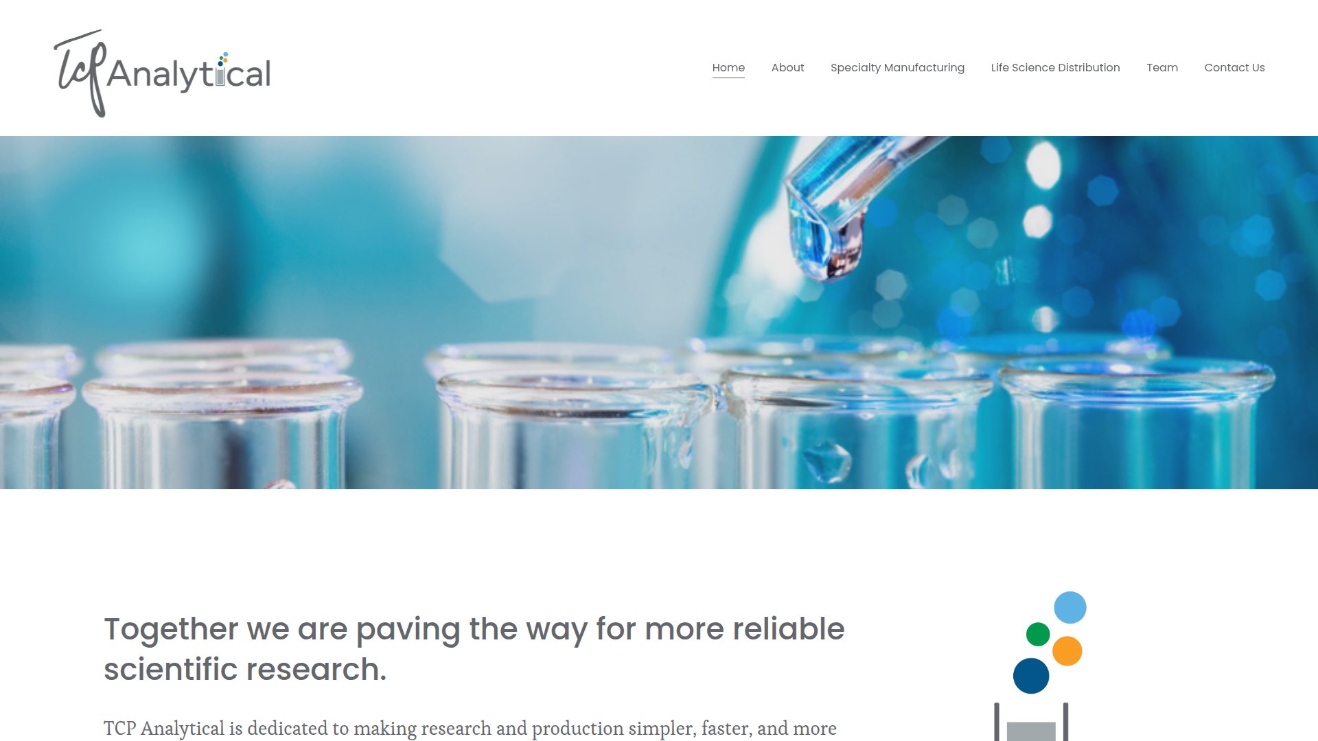 TCP Analytical website screenshot
