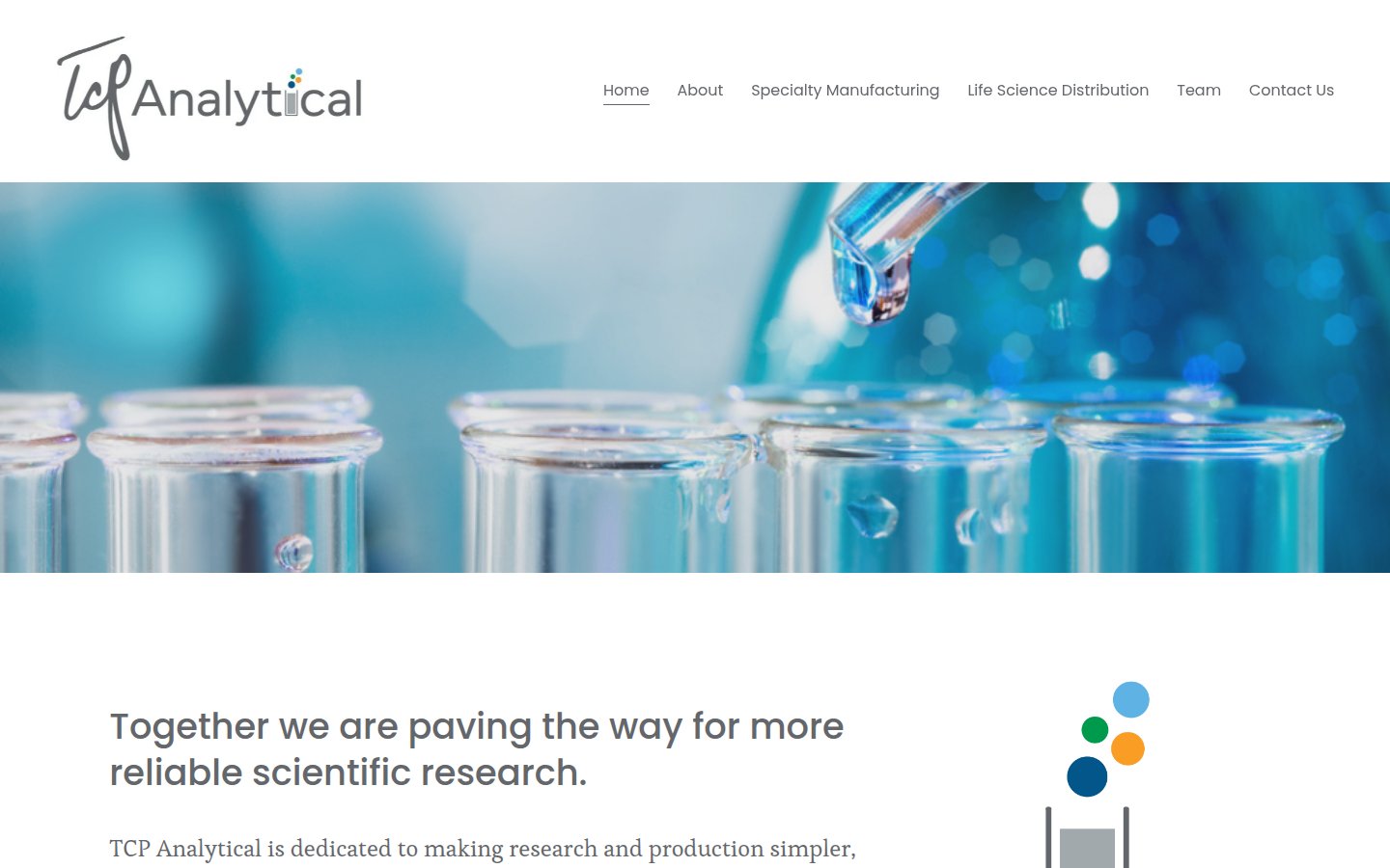 TCP Analytical Website on Laptop