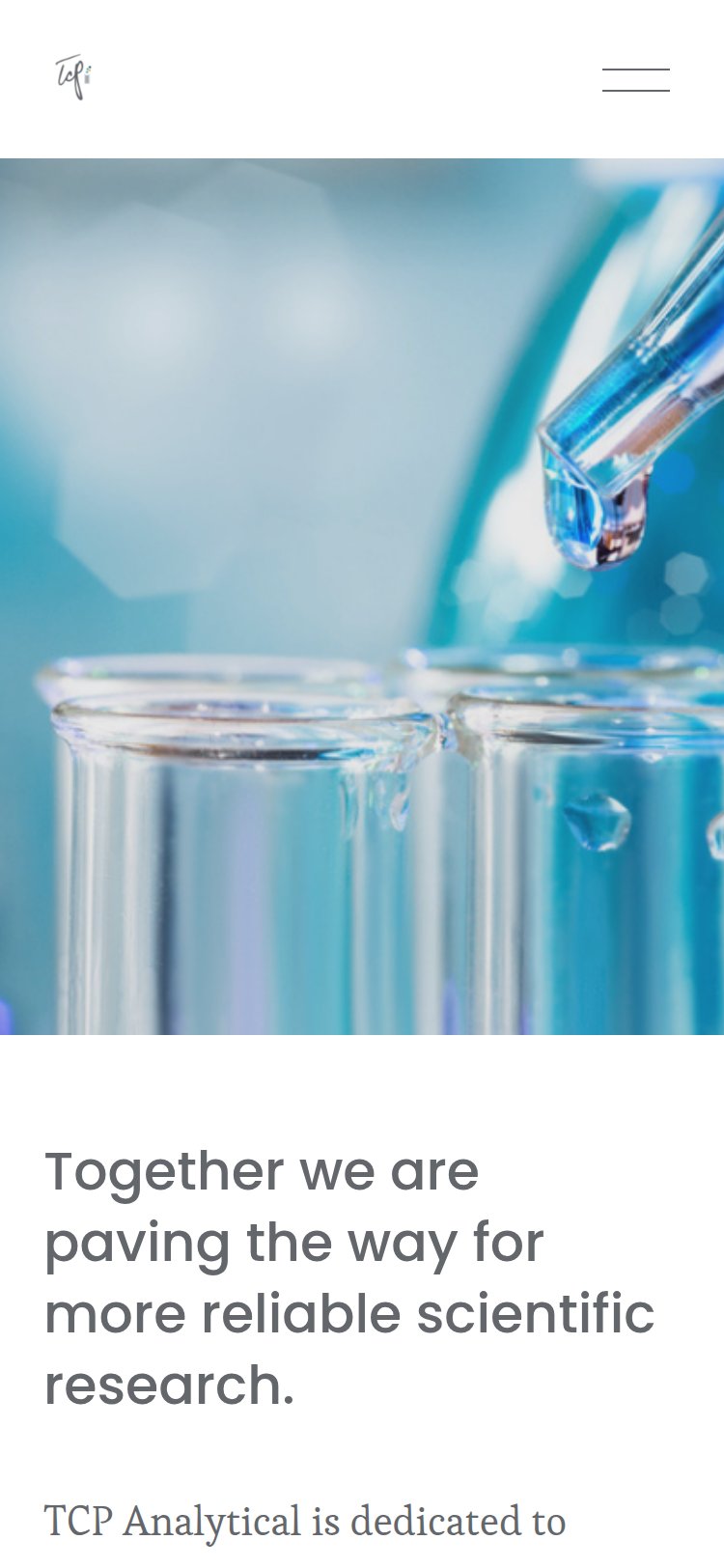 TCP Analytical Website on Mobile