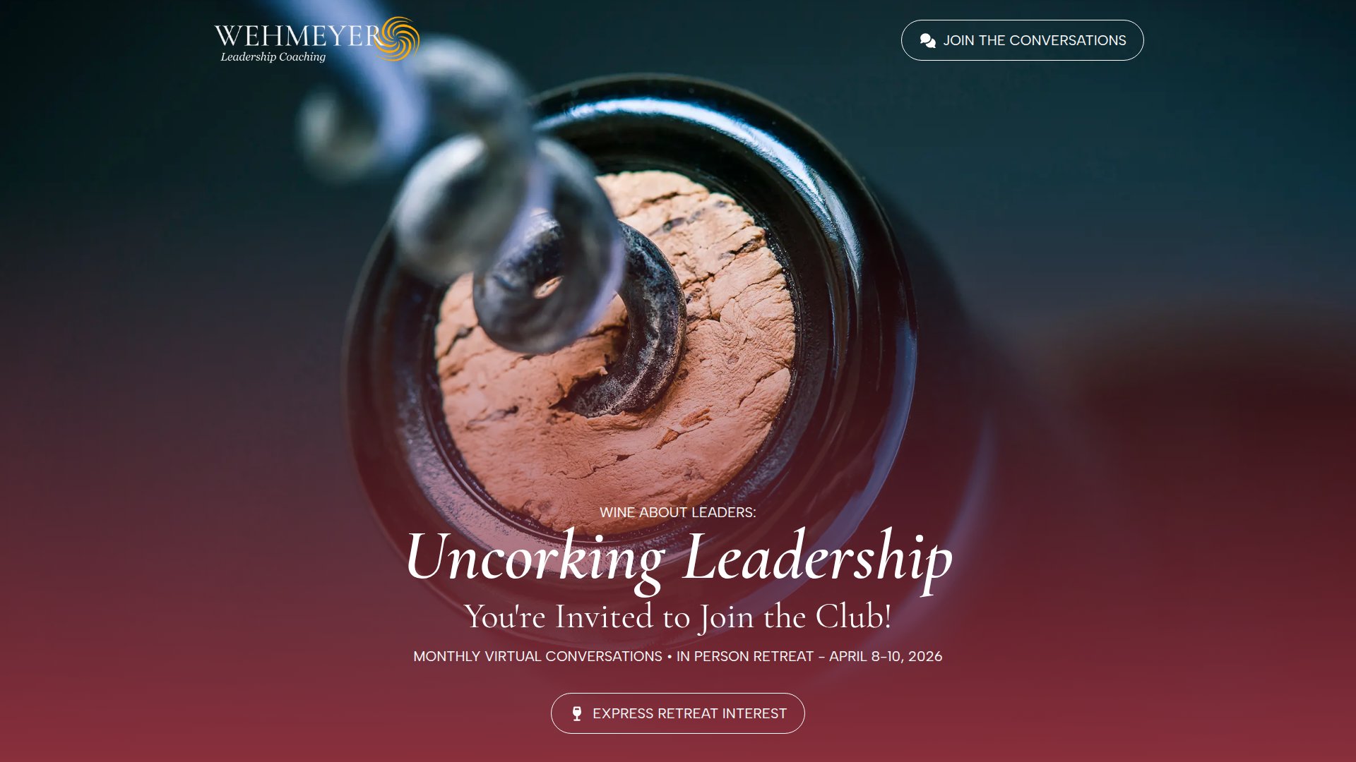 Uncorking Leadership website screenshot